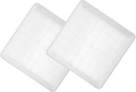 BESTonZON Lot De 2 Soucoupes Carrées pour Pot De Fleurs, 30 Cm, Plastique Épais Blanc, Récupération D’Eau pour Balcon Et Jardin, Résistant Aux Intempéries, pour Plantes Grasses Et Bonsaïs