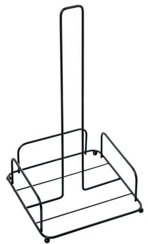 DRW Supporto per Rotolo di Carta da Cucina Quadrato in Metallo Nero 16 x 16 x 31 cm, Multicolore, Medidas: 16x16x31cm