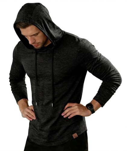 ZITY Gym Hoodie Herren T Shirt Sport Activewear Pullover Langarmshirt Fitness Tshirts Tops Atmungsaktiv Hoodie Muskelshirts Fitness Gym Running Training M-3XL
