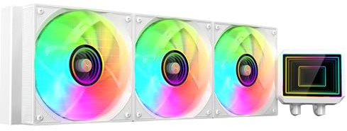 Mars Gaming ML-TWO360, Wasserkühlung AIO 600W TDP, 3x ARGB Infinity Mirror Ultra-Leiser 12cm FDB Lüfter, Kupfer- und Aluminiumkern, Opti-Chamber Pumpe 4. Generation und Mikrokanäle, Weiß