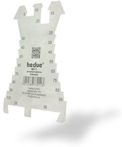 hedue® Anreißschablone M211 (gerade Form) - Mit 20 Anschlagkanten von 5 bis 100 mm und 28/38 Stehfalz, Anreißwerkzeug für Klempner, Dachdecker und Spengler, Spengler Werkzeug