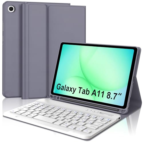 Occtingkind Cover con Tastiera Bluetooth per Samsung Galaxy Tab A11 8,7 (2025 SM-X133/SM-X135) e Tab A9 8,7 (2023 SM-X110/SM-X115), Italiano QWERTY, con Portapenna Inferiore, Lavanda