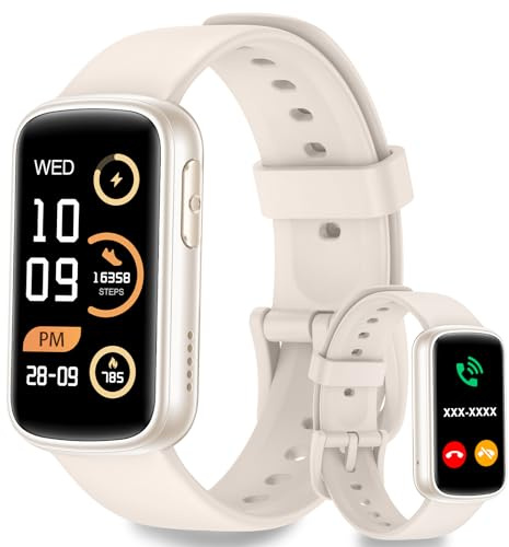 Fitonme Smartwatch Herren Damen,Bluetooth-Anruf,Herzfrequenz-/Schlafmonitor/SpO2,130+ Sportmodi, 1,47'' HD Touchscreen Fitness-Tracker Für Android iPhone,IP68 Wasserdicht,Starlight