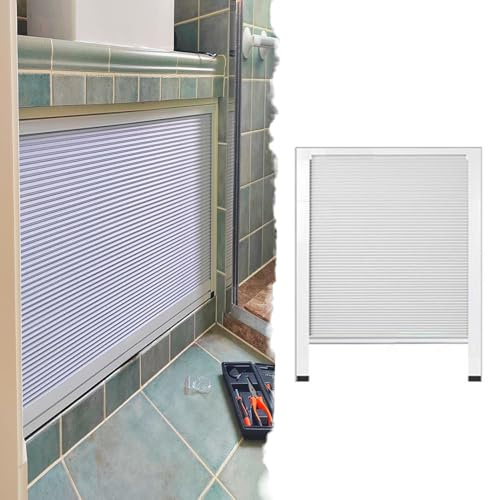 Puerta Corredera Plegable Puertas Plegables Tipo Acordeón para Despensa, Armario Pequeño; Puerta Plegable Tipo Panal Personalizable para Persianas de Tragaluz en Lavandería(W65xH65cm/25.6x25.6)