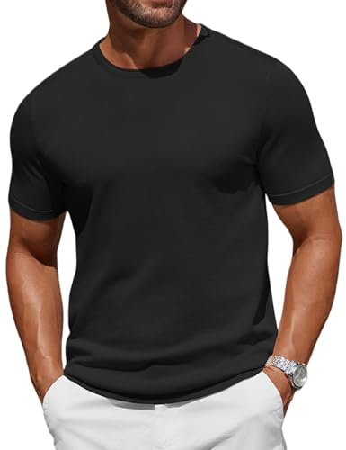 COOFANDY Men's T-Shirts Short Sleeve Knitted T Shirt Men Crew Neck Casual Tops