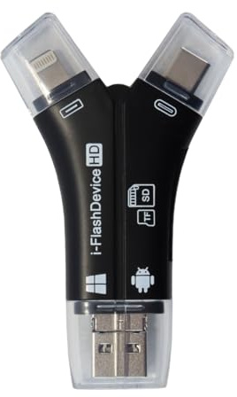 Gurtt Lector de Tarjetas SD Universal 4 en 1 USB-C/A, MicroUSB. Compatible con Tarjetas SD/TF.