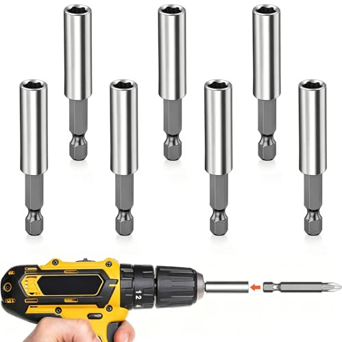 7PCS Magnetic Drill Bit Holder Extension Set 60mm, 1/4 Inch Hex Shank | Screwdriver Bit Holder, Magnetic Extension Bar, CR-V Carbon Steel, Quick Change, for Impact Driver Electric Drill