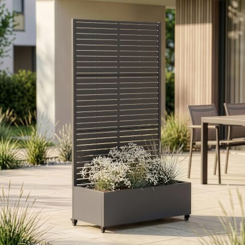 casa.pro Blumenkasten mit Sichtschutz Nodepp 190x82x38 cm Anthrazitgrau