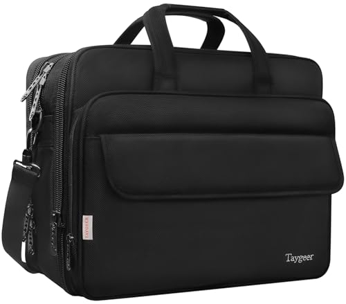 Taygeer Laptoptasche 17 Zoll, Aktentasche Herren Groß Arbeitstasche Büro Business Notebooktasche Wasserdicht Laptop Tasche für Arbeit Reise Geschenke für Männer, Schwarz