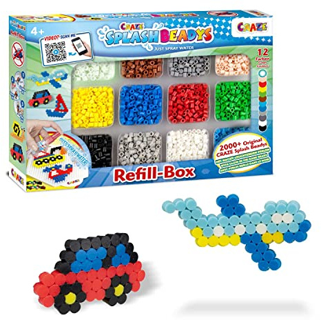 CRAZE fusibles CSB coller SPLASH BEADYS Recharge d'eau XXL Bricolage Garçon a repasser sans repassage Loisir créatif Perle enfant fluorescente 10006 Multicolore