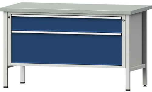 ANKE | Werkbank | Gestellbauweise | 2 XXL-Schubladen | Höhe 890 mm | Stahlblechbelag