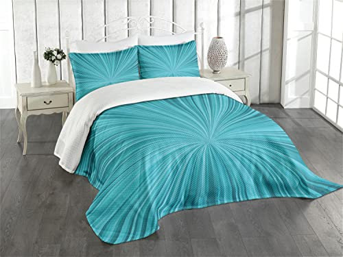 ABAKUHAUS Teal Tagesdecke Set, Abstract Vortex Entwurf, Set mit Kissenbezug luftdurchlässig, für Einzelbetten 170 x 220 cm, Türkis Teal