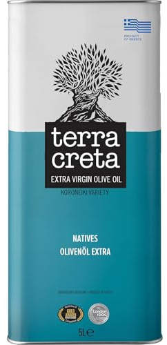 Terra Creta EVOO Extra natives Olivenöl aus Kreta - 5 Liter Kanister | Kaltgepresstes Olivenöl aus Koroneiki Oliven - Ideal zum Braten, Kochen und Verfeinern - Traditioneller Anbau - Erste Güte