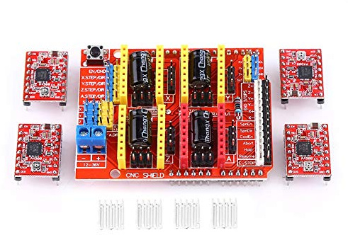 CNC Shield Expansion Board + 4Pcs A4988 Kühlkörper Schrittmotortreiber mit Kühlkörpern für Engraver 3D Drucker MEHRWEG VERPACKUNG socialme-eu
