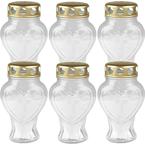 HS Candle Bougie funéraire en verre en forme de cœur avec env. Durée de combustion : 30 h