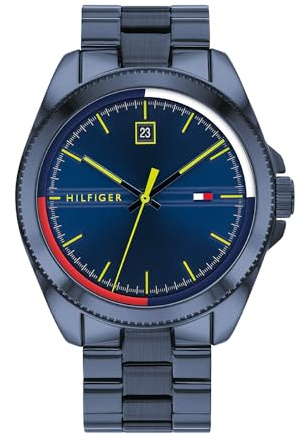 Tommy Hilfiger Analog Quarzuhr für Herren Edelstahl-Mesh Gliederarmband