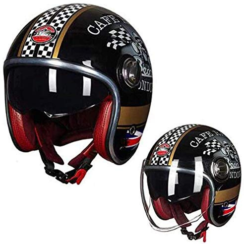 ZLYJ Casque Face Ouverte de Moto, 3/4 Demi-Casque Harley Vintage Casque Mobylette Bols Rétro Casque, pour Adulte Hommes Femmes Scooter Locomotive, ECE Homologué