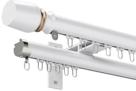 Aste Per Tende Doppie, Asta Per Tende A Parete, Bastone Tende Alla Romana Con Binario, Binario Per Tende Scorrevoli Divisorio Per Camera Da Letto, Soggiorno(Bianco,90cm/2.9ft)