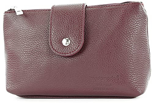 modamoda de T213 Damen Leder Kosmetiktasche Reiseetui Medium handmade in Italy, Farbe:Bordeauxviolett
