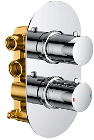 Modern Chrome Round 2-Way Concealed Thermostatic Shower Mixer Valve