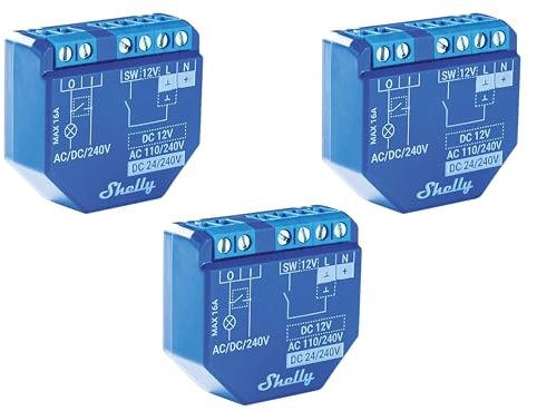 SHELLY WLAN-Schaltaktor Plus 1, 16 A, Bluetooth, 3 Stück