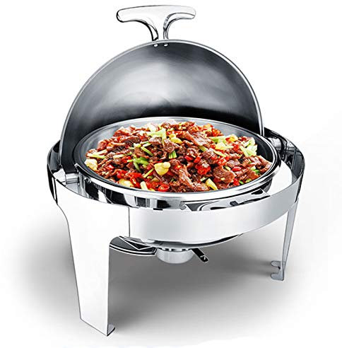 Stainless Steel Chafing Dishes Buffet, Electric Catering Food Warmer, Roll-Top Round Buffet Servers And Warmers For Any Parties - Save A Lot Of Meals (A)