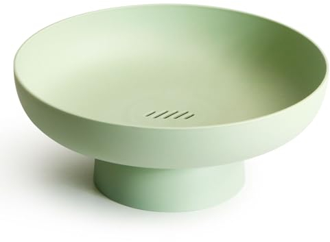 NUTRIUPS Cuencos de frutas para la cocina, cesta de frutas de plástico verde, cuenco decorativo para frutas