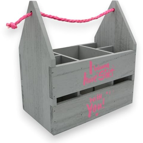 UNUS Flaschenhalter grau I Wanna Have Sekt with You Holz Frauenhandtasche