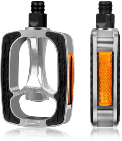 Pedali in Alluminio per Bici da Strada e MTB, Antiscivolo con Catarifrangenti, Leggeri e Antiscivolo, 9/16 per E-Bike