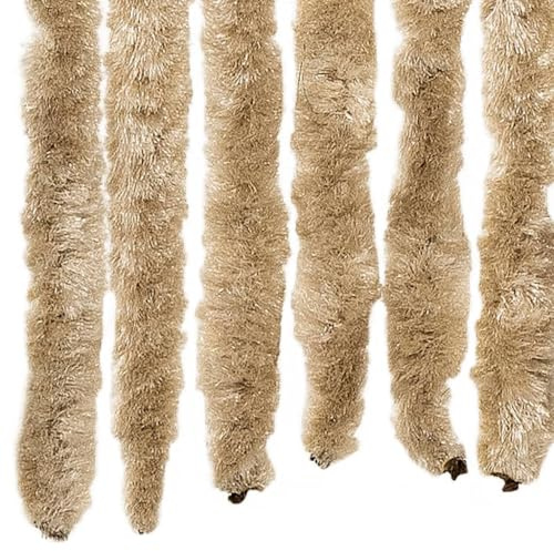 Kavolet Türvorhang aus Chenille, 120x220 cm Fadenvorhang Insektenschutz Fliegenschutz Vorhang Flauschvorhang Plüschvorhang Türvorhang für Camping Wohnwagen Beige