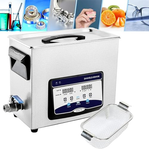 LNNLOO 6.5L Jewelry Cleaner Ultrasonic, Digital Display, with 0-30min Timer/Heater, 3D Heat Dissipation/One-click Degassing, 2 Switch, for Home/Commercial,6.5L