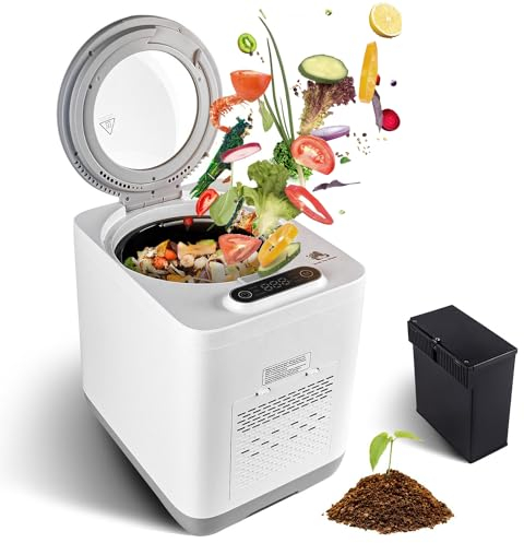 Electric Composter for Kitchen, 3.8L Smart Compost Bin with Odor Adsorption, Countertop Kitchen Composter, Odor-Free, Auto-Cleaning, LED Display, Food Cycler Machine，Turn Food Waste to Fertilizer