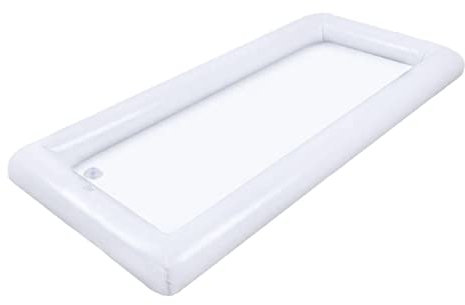 PHENOFICE Inflatable Ice Bar Rectangular Large Capacity Ice Bucket PVC Outdoor Tray Pool Beer Cooler Summer Party Drink Holder White