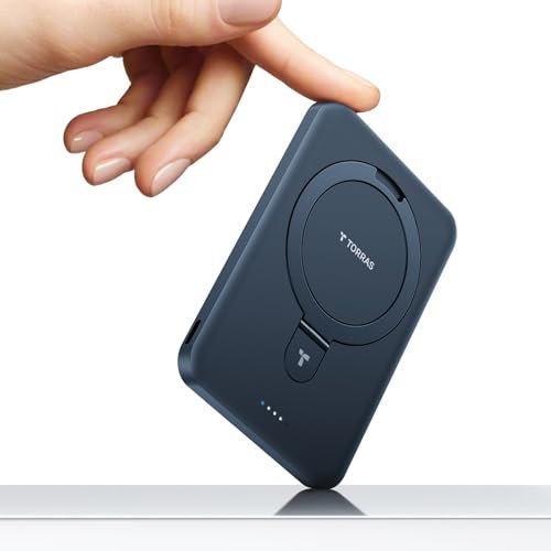 TORRAS 0.45 Ultra Slim Magnetische Power Bank für MagSafe, 5000 mAh USB C Portable Charger, 22.5W PD Wireless Schnell PowerBank, für iPhone 17 Pro Max, Pro,16,15,14,13,12, Schwarz