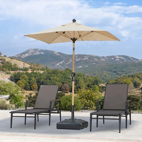 PURPLE LEAF Parasol Rectangulaire 1,2 x 1,8 m Aluminium en Teck Beige | Polyester 200 g/m², 8 Baleines robustes, Résistant aux intempéries, Inclinable, Montage simple, Facile à essuyer, Piscine