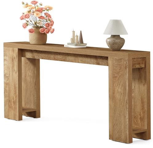 LITTLE TREE 70.9-Inch Long Console Table, Narrow Sofa Table Behind the Couch, Farmhouse Console Table for Living Room, Entryway, Hallway