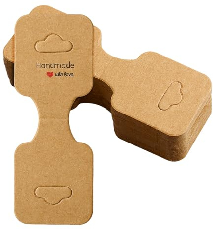 Lotsdonxia 100 Stück handgefertigte Halsketten-Display-Karten - Papier-Display-Karten Schmuck-Organizer für Halsketten, Armbänder, Ohrringe, Haarbänder (Braun)