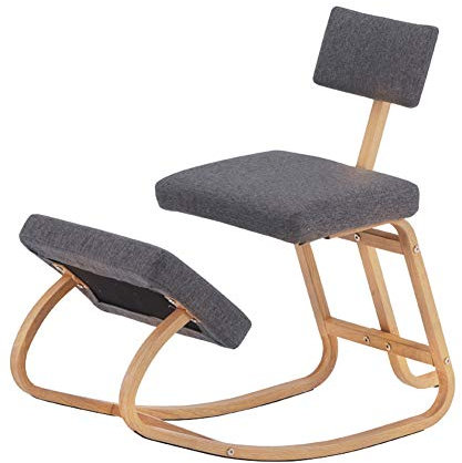 Ergonomischer Kniestuhl mit Rückenstütze zur Haltungskorrektur und bequemen Kissen, Grau
