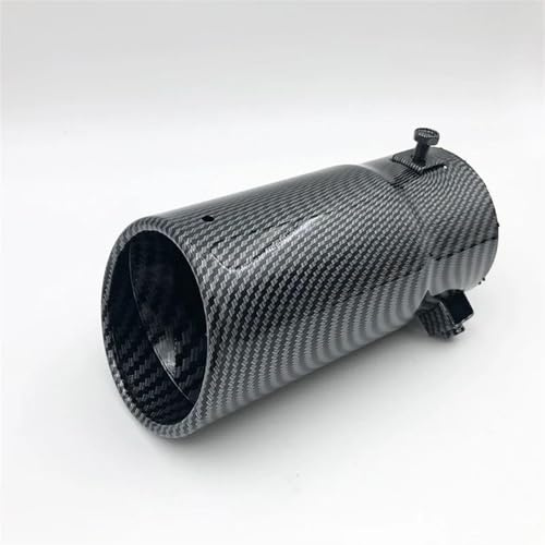 SQWDWEGF Auspuffblenden Universal Auto 70mm Einlass 76mm Auslass Auto Auspuff Endschalldämpfer Spitze Edelstahl Silber Schwarz Auspuffspitzen Rohr Auspuff Endrohr(Carbon 1)