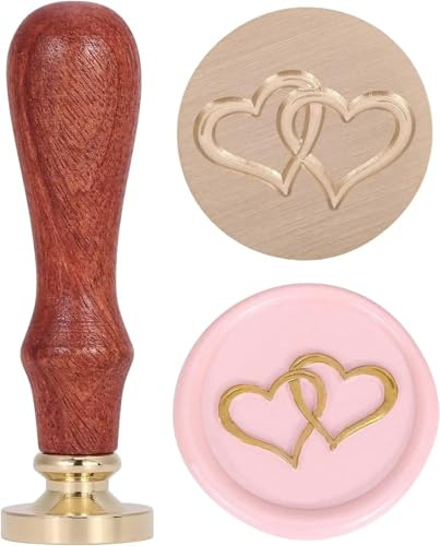 Wachsstempel, Kupfersiegel, 2,5 cm, Herz-Wachssiegelstempel mit Griff, Dekoration auf Party-Einladungen, Umschlag, Brief, Geschenk, Weinpakete, Valentinstag, Siegel, Stil 5