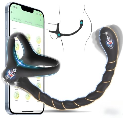 Anneau pénien vibrant et jouets anaux - Plug anal télécommandé 4-en-1 avec app, vibrateur pour pénis et manchon pénien, perles anales vibrantes, jouet sexuel pour hommes et femmes