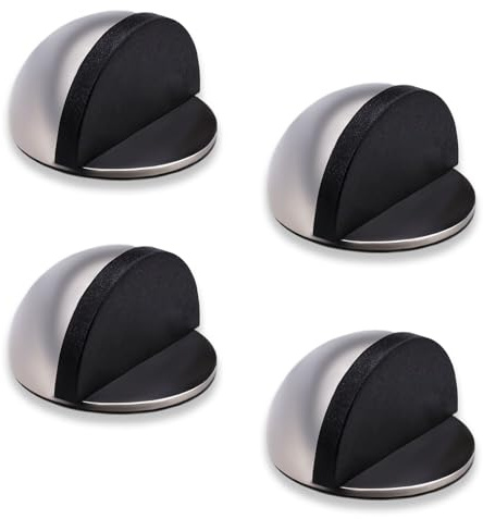 Thatyro 4 Stück Halbkuppel-Bodentürstopper ohne Bohren, selbstklebender Edelstahl-Türstopper, halbe Kuppel-Bodenstoßstange, Wandschutz für Wohnzimmer, Büro (Silber)