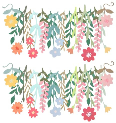 DIFLAX 2 Piezas Banner de Flores, Banner de Hojas Florales de Papel Banner de Flores Silvestres de Doble cara Colorido Banner Floral Boho para Decoración de Fiesta de Cumpleaños Boda Baby Shower