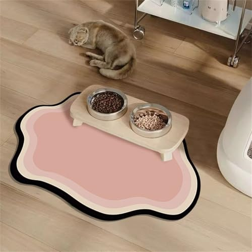 FANSU Napfunterlage Hund, Wolkenform Saugfähig Schnelltrocknende Waschbar rutschfest Futtermatte, Antifouling Moderne Diatomeenerde Futtermatte Hund Futterunterlage Katze (Rosa,60x90cm)
