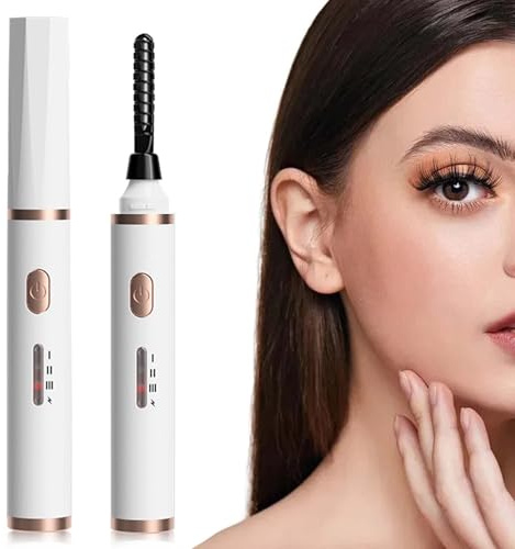 Colexy Piegaciglia Elettrico, Piegaciglia Riscaldato, Piegaciglias Elettrico Riscaldato USB Ricaricabile, Piegaciglias Portatile Elettrico Arricciaciglia con 3 Modi Temperatura (Bianco)