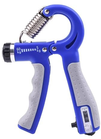 TIEOAXFT 11~132 libbre R-Tipo di conteggio Impugnatura Regolabile for la Forza dell'avambraccio Allenamento Muscolare dinamometro Cinque Dita Riabilitazione(Blue)