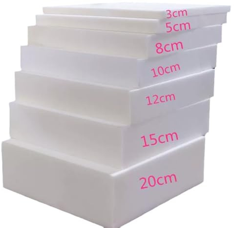 Yuly Gommapiuma per Imbottitura Bianca,Pannello in Poliuretano Espanso Alta Densità,Misure Personalizzabili,Schiuma di Ricambio per Cuscino,Divano,Poltrona,1 Articolo (Spessore-8cm-45x45cm)