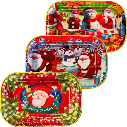 BOOSHMall Weihnachtsteller 3er-Set, Tischdekoration für Gebäckteller Weihnachten, für Weihnachten, Advent & Nikolaus, 3 Design 26CM