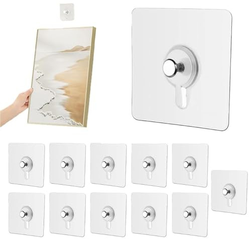 Dreamil 12 Stück Bilderhaken Selbstklebend, Ohne Bohre Bildaufhänger, Transparent Klebehaken Bilder Aufhängen Selbstklebend für Wand Bilderrahmen Poster Fotos Bilder Dekorative Gemälde(Max 10kg)