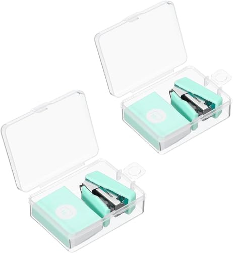 Cute Desk Office Stapler,Compact & Cute Stapler with Staples,Mini Color Metal Staplers Set,Remover Puller Tool with Staples Office Supplies Kit,2PC